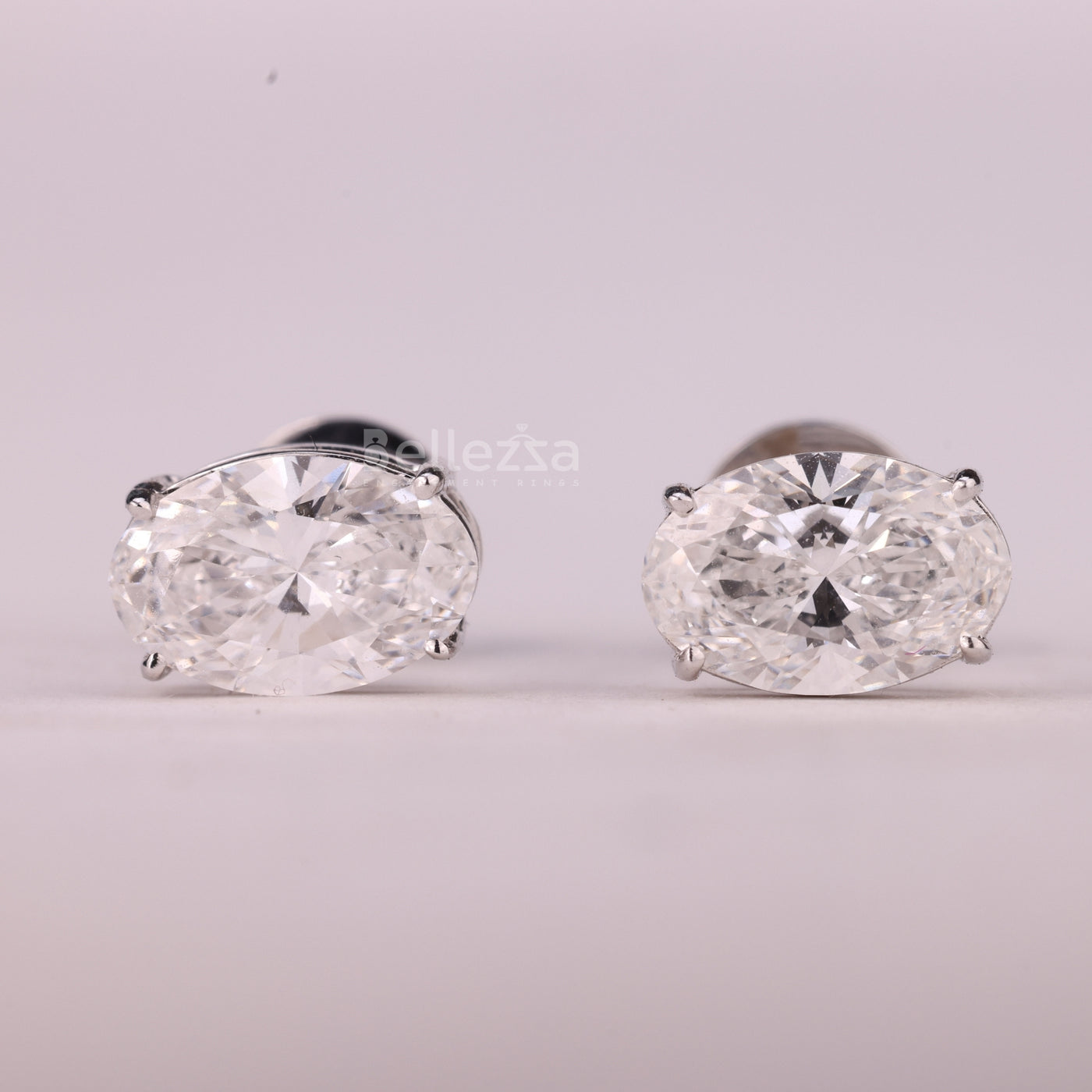 2.0CTW Oval Cut Diamond Moissanite Solitaire Stud Earrings