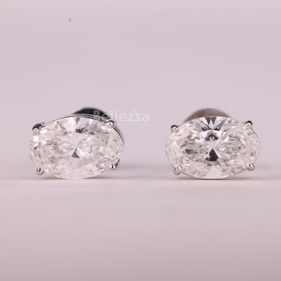 2.0CTW Oval Cut Diamond Moissanite Solitaire Stud Earrings