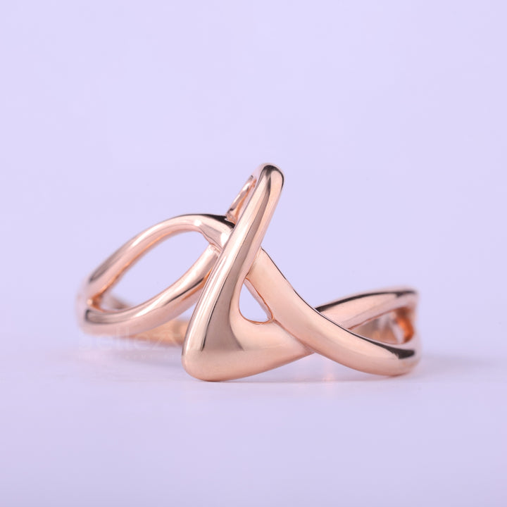 18K Solid Gold Freeform Unique Plain Wedding Ring