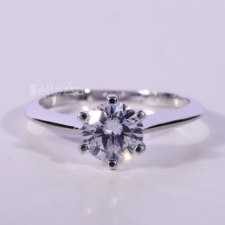 0.75CT Round Cut Solitaire Moissanite Engagement Ring