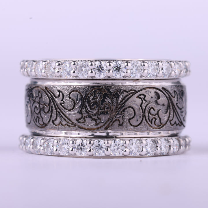 Round Cut Diamond Vintage Inspired Art Deco Unique Wedding Ring