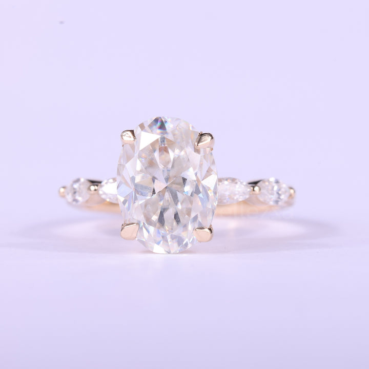 1.50CT Oval Cut Pave Setting Moissanite Engagement Ring