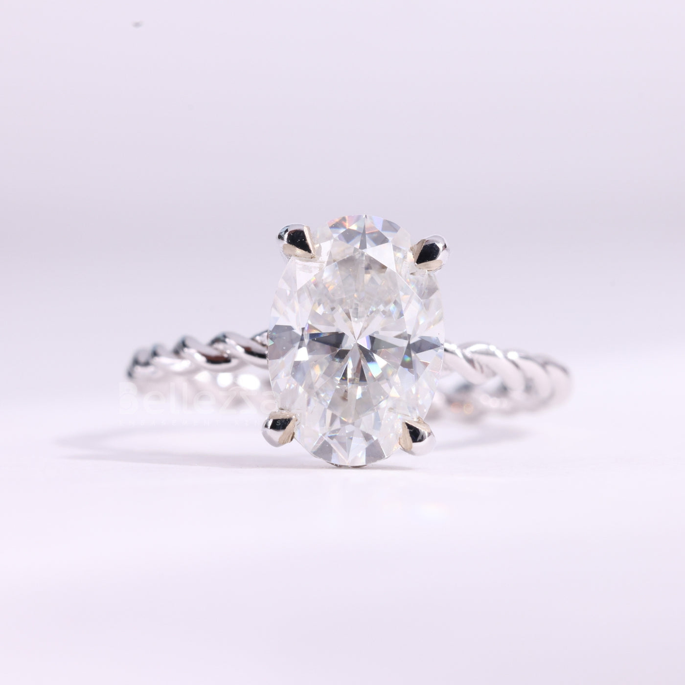 1.50CT Oval Cut Hidden Halo Twisted Moissanite Engagement Ring