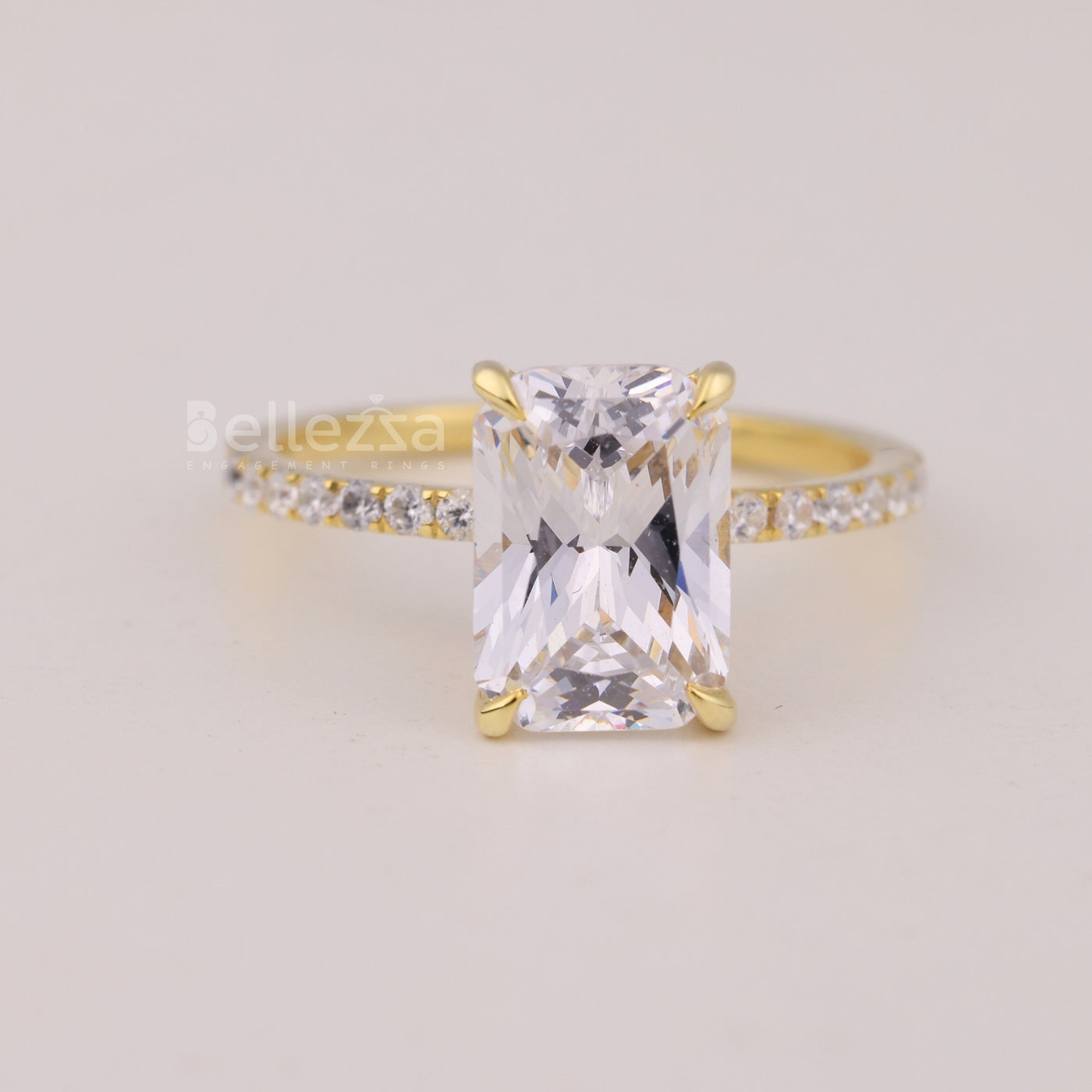 2.0CT Radiant Cut Pave Setting Moissanite Engagement Ring
