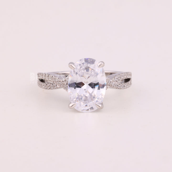 1.50CT Oval Cut Diamond Twisted Pave Setting Engagement Ring