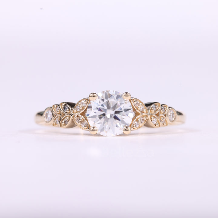 1.0CT Round Cut Cluster Diamond Moissanite Vintage Inspired Ring