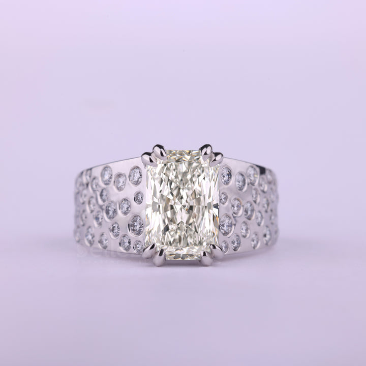 2.0CT Radiant Cut Flush Set Cluster Diamond Men's Ring