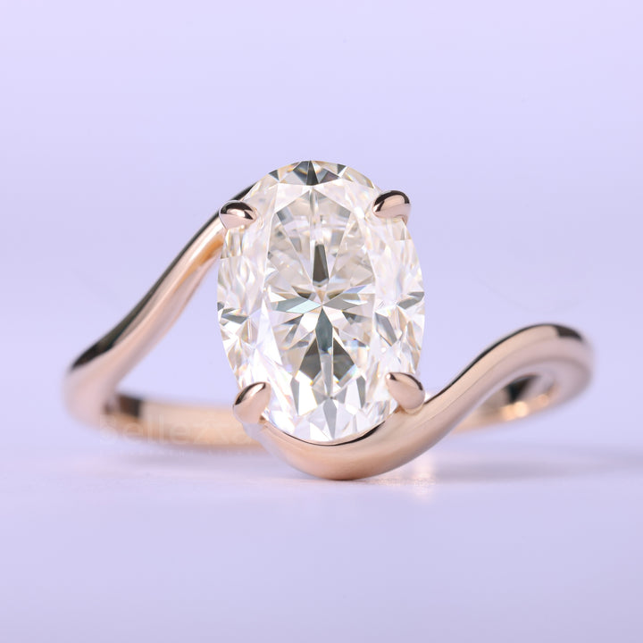 1.50CT Oval Cut Unique Solitaire Moissanite Engagement Ring