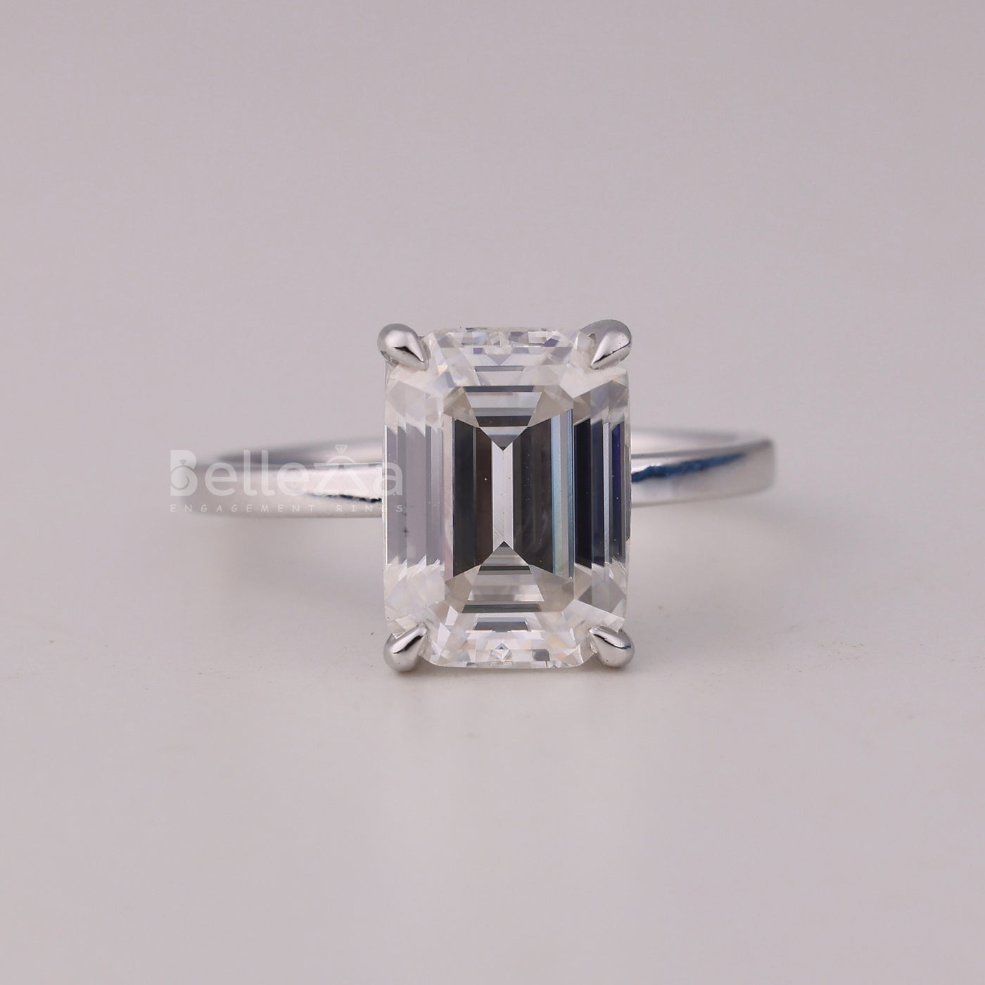 1.50CT Emerald Cut Hidden Halo Moissanite Engagement Ring