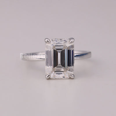 1.50CT Emerald Cut Hidden Halo Moissanite Engagement Ring