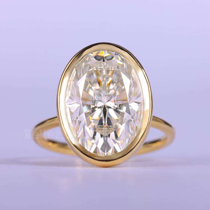 4.50CT Oval Cut Bezel Setting Moissanite Engagement Ring