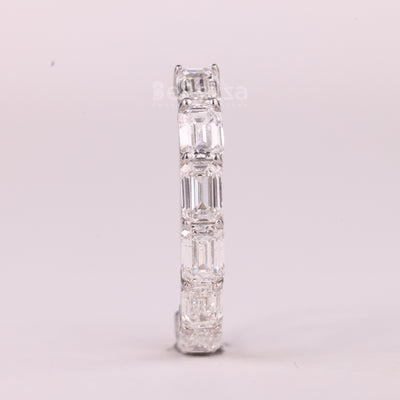 East-West Emerald Cut Half Eternity Moissanite Wedding Band