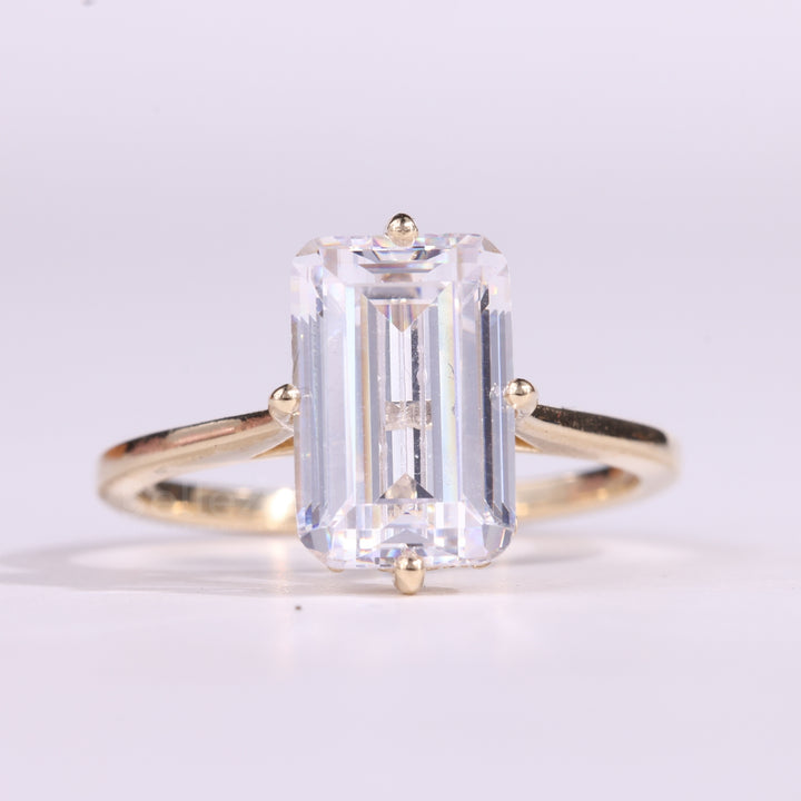 2.50CT Emerald Cut Hidden Halo Moissanite Engagement Ring
