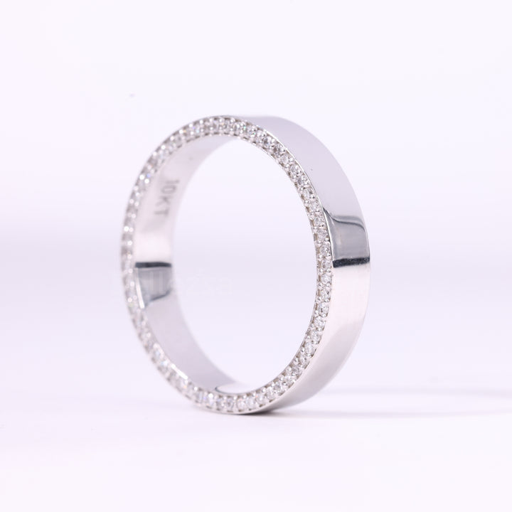 Round Cut Hidden Pave Setting Eternity Moissanite Wedding Band