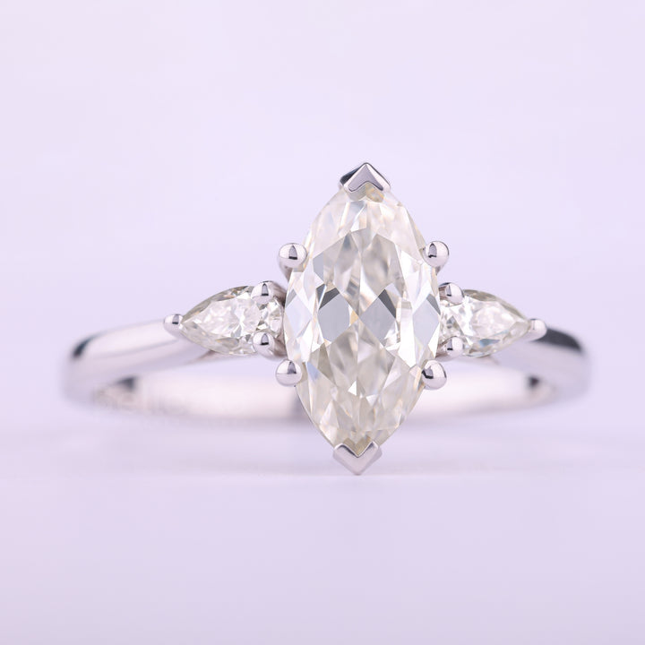 1.50CT Marquise Cut Three Stone Moissanite Engagement Ring