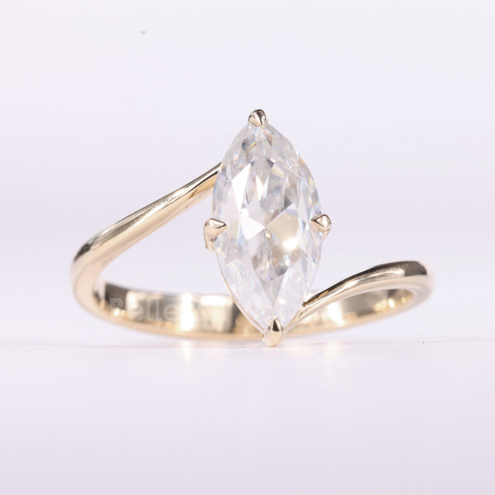 1.50CT Marquise Cut Unique Solitaire Moissanite Engagement Ring