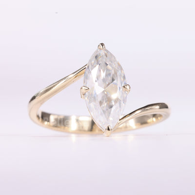 1.50CT Marquise Cut Unique Solitaire Moissanite Engagement Ring