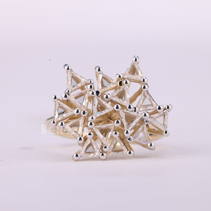 Triangle Cut Diamond Cluster Diamond Moissanite Engagement Ring