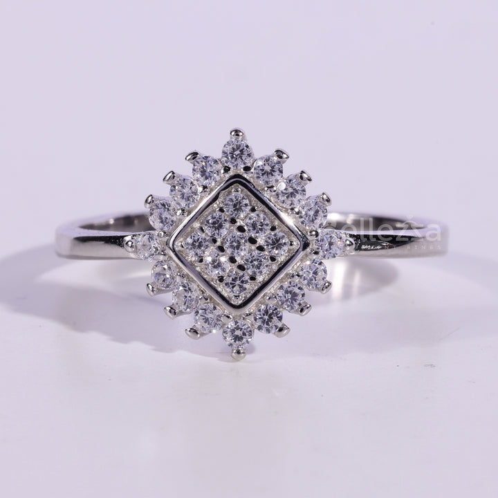 Round Cut Cluster Diamond Moissanite Engagement Ring