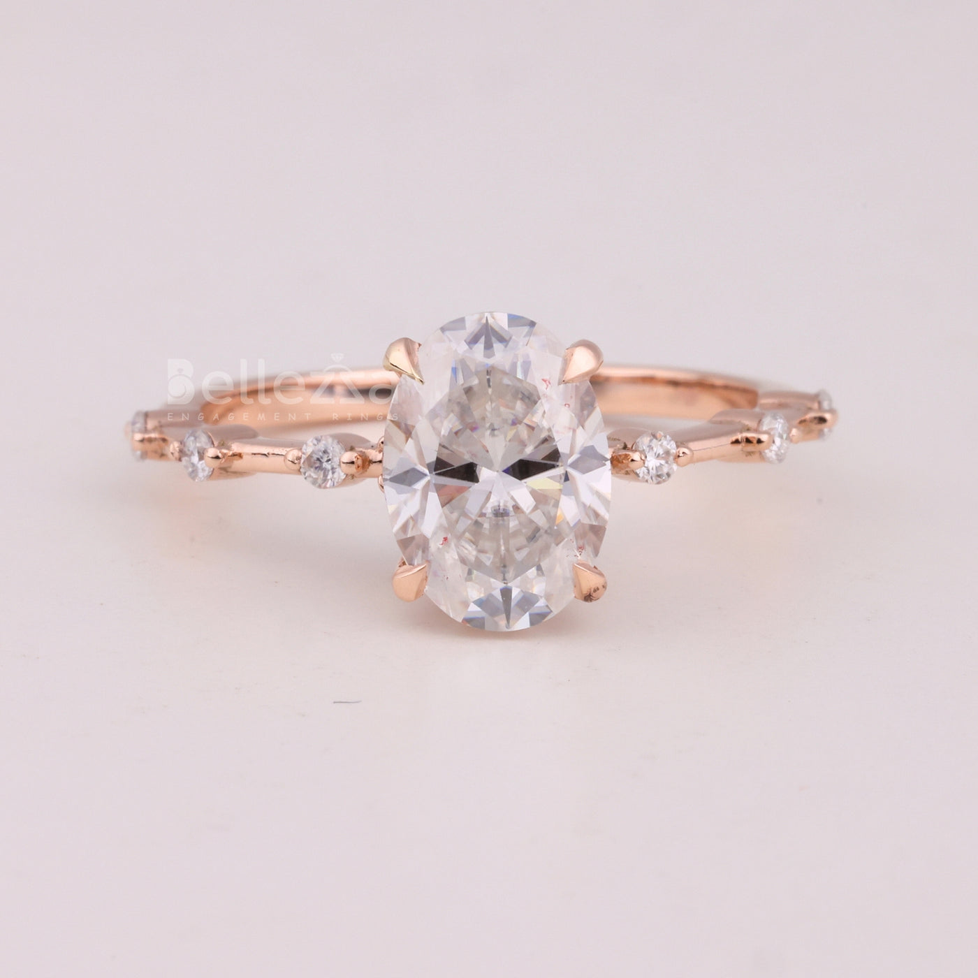 1.50CT Oval Cut Diamond Petite Pave Setting Moissanite Engagement Ring