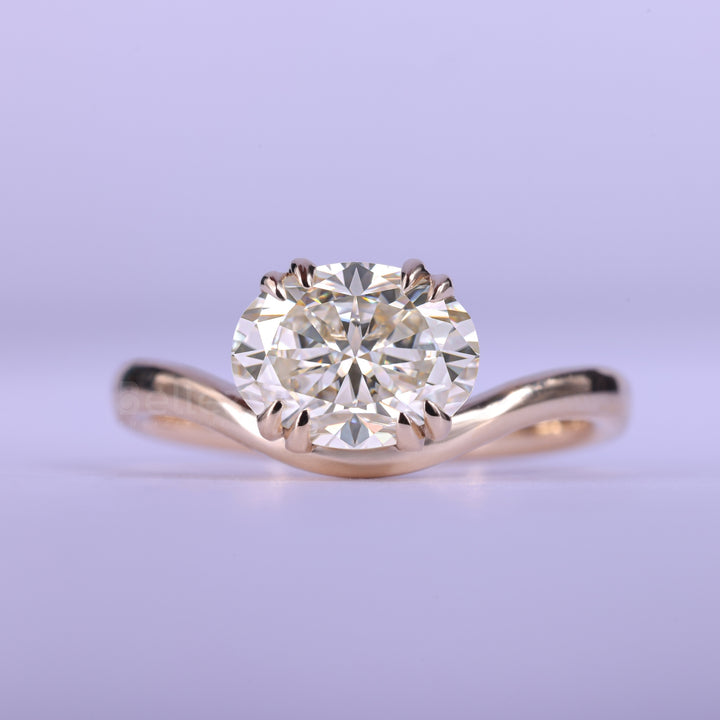 1.50CT East-West Oval Cut Curved Moissanite Engagement Ring