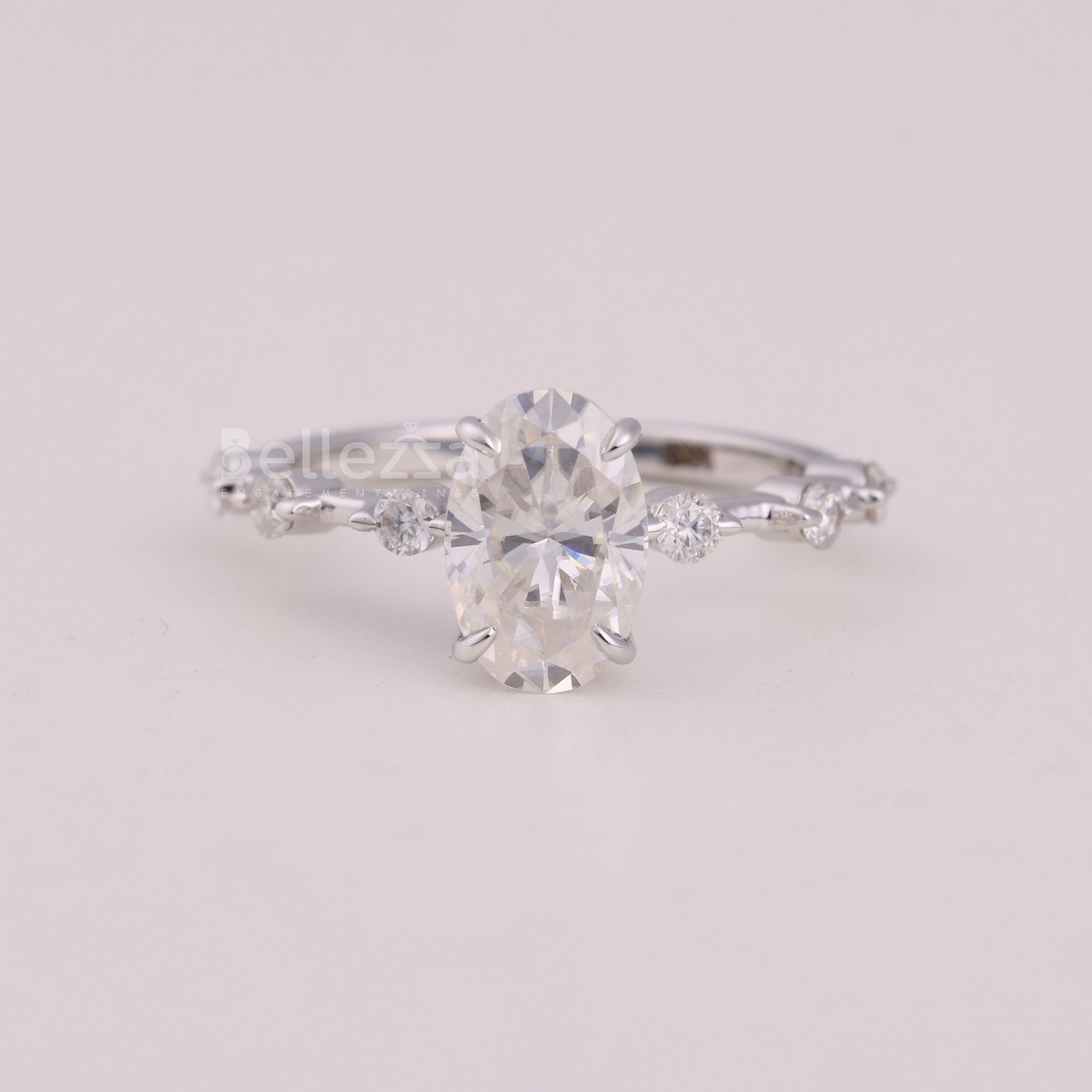 1.50CT Oval Cut Petite Pave Setting Engagement Ring