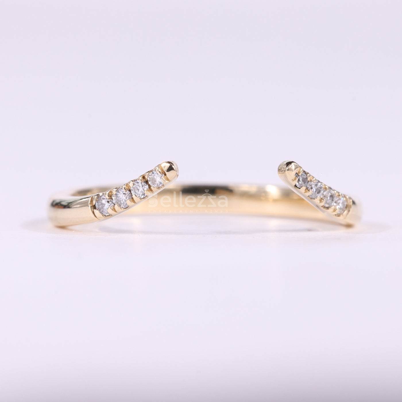 Round Cut Diamond Unqiue Open Cuff Style Wedding Band