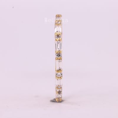 Baguette & Round Cut Full Eternity Moissanite Wedding Band