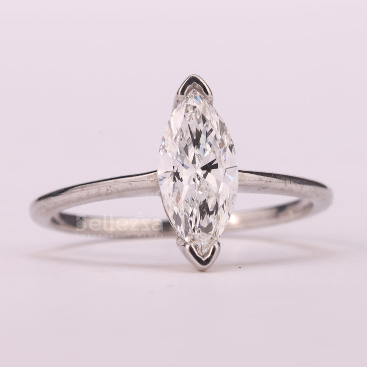1.0CT Marquise Cut Solitaire Moissanite Engagement Ring