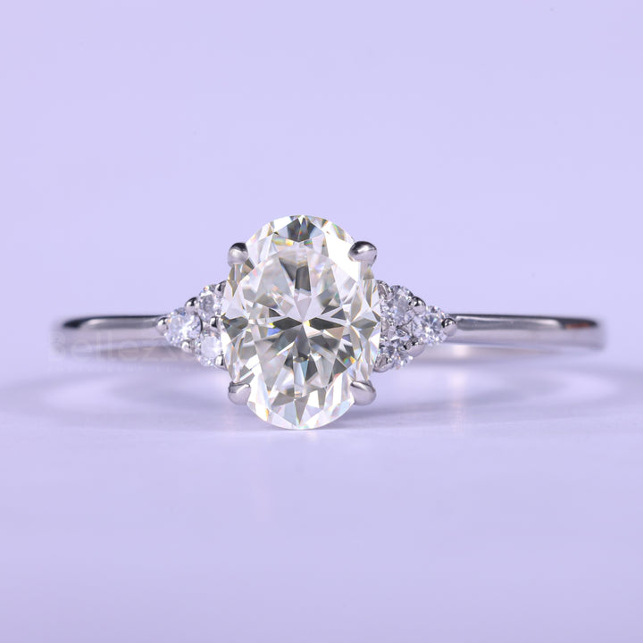 1.50CT Oval Cut Cluster Diamond Moissanite Engagement Ring