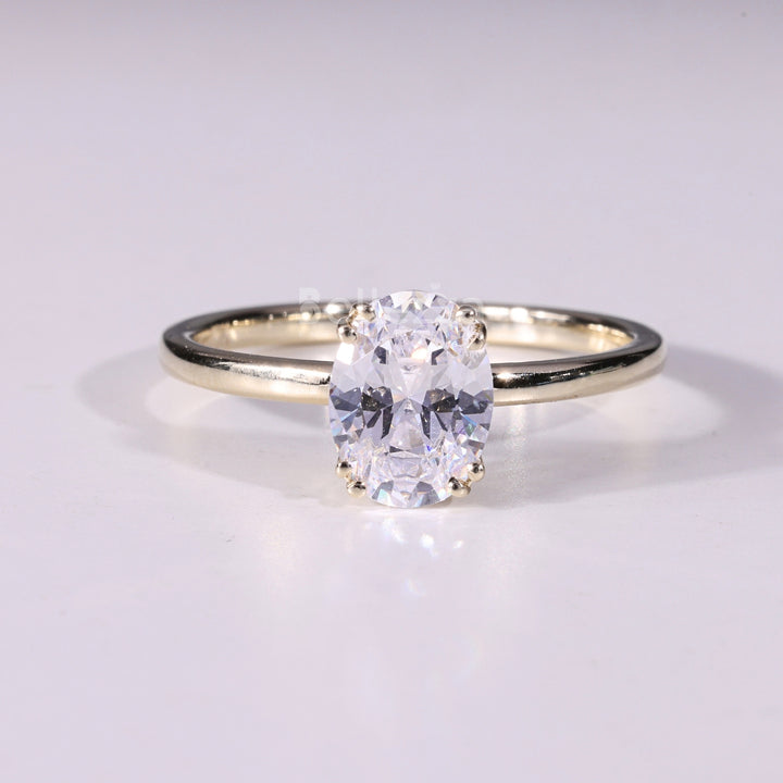 1.0CT Oval Cut Solitaire Moissanite Diamond Engagement Ring
