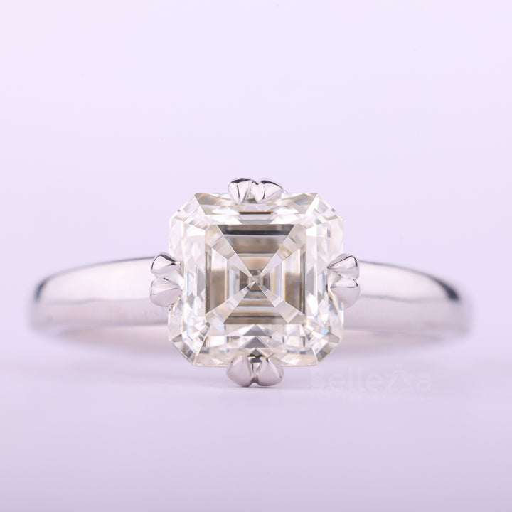 1.0CT Asscher Cut Diamond Moissanite Solitaire Engagement Ring