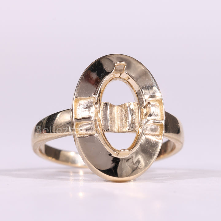 1.0CT Oval Cut Diamond Unique Semi Mount Engagement Ring