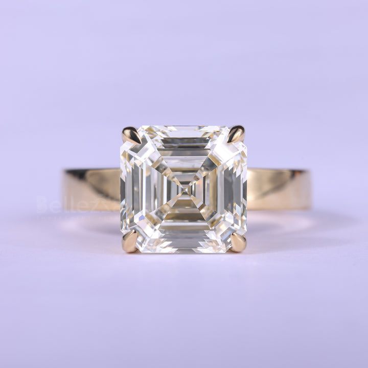 2.0CT Asscher Cut Diamond Moissanite Solitaire Engagement Ring