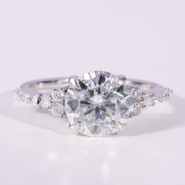 1.0CT-2.0CT Round Brilliant Cut Cluster Diamodn Engagement Ring