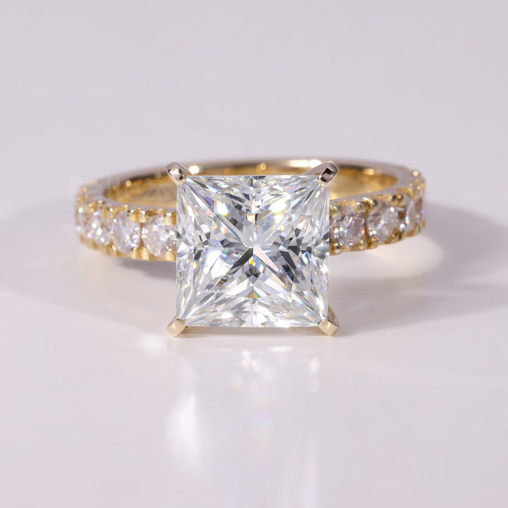 1.0CT-2.0CT Princess Cut Diamond Pave Setting Engagement Ring