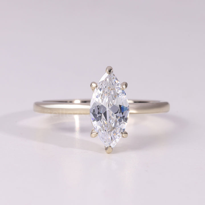 1.0CT-2.0CT Marquise Cut Solitaire Moissanite Engagement Ring