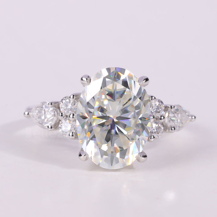 2.0CT-3.0CT Oval Cut Cluster Diamond Engagement Ring