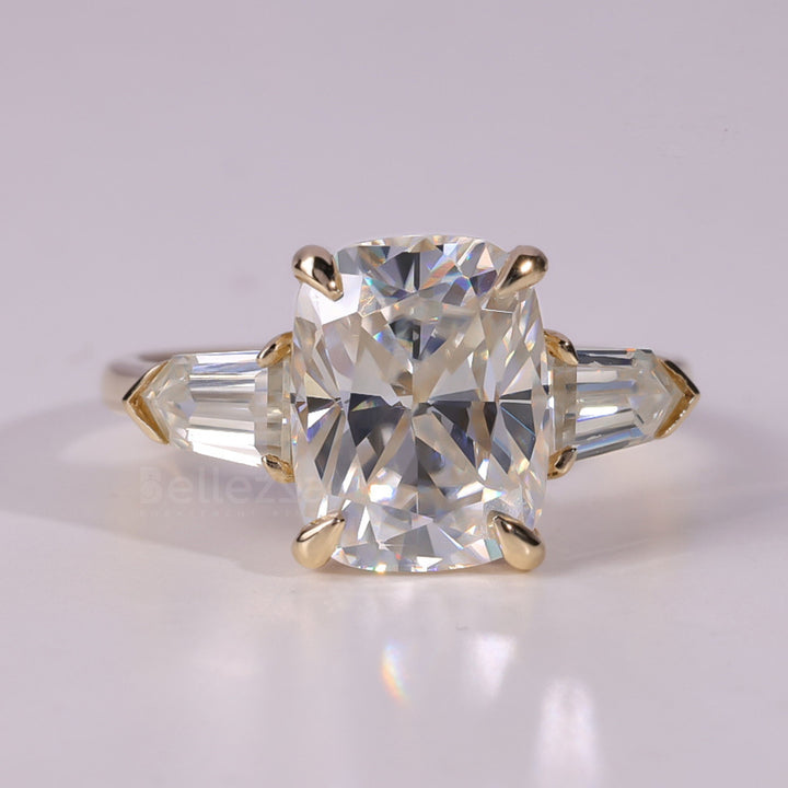 2.50CT-3.50CT Elongated Cushion Cut Three Stone Engagement Ring