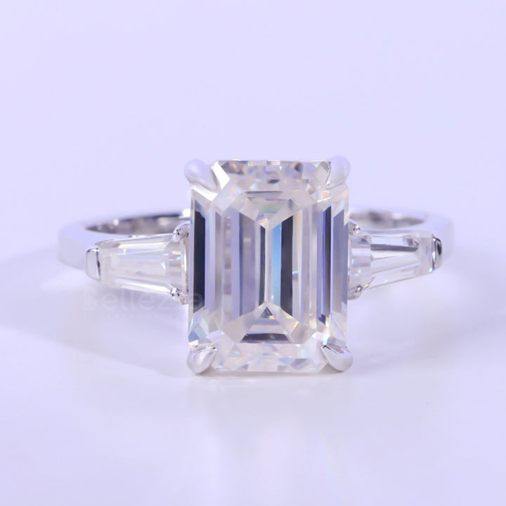 2.0CT-3.0CT Emerald Cut Three Stone Engagement Ring