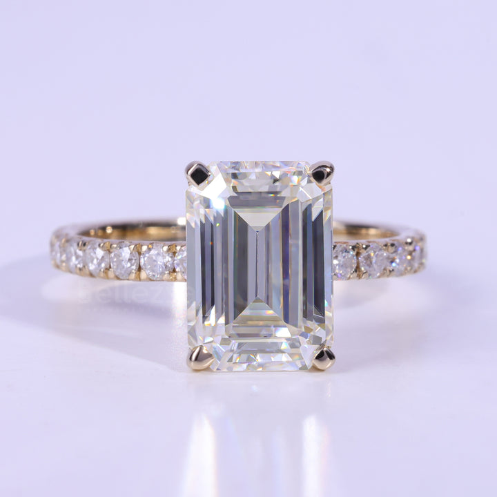 2.0CT-3.0CT Emerald Cut Diamond Pave Setting Engagement Ring