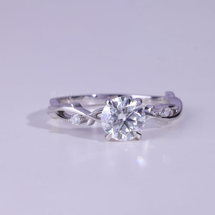 1.0CT Round Cut Diamond Nature Inspired Moissanite Engagement Ring