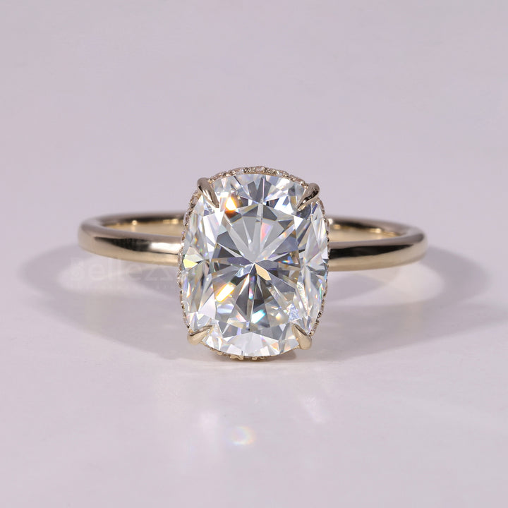 1.50CT-3.50CT Elongated Cushion Cut Hidden Halo Engagement Ring