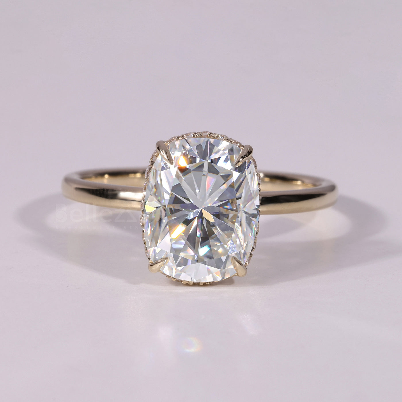 1.50CT-3.50CT Elongated Cushion Cut Hidden Halo Engagement Ring