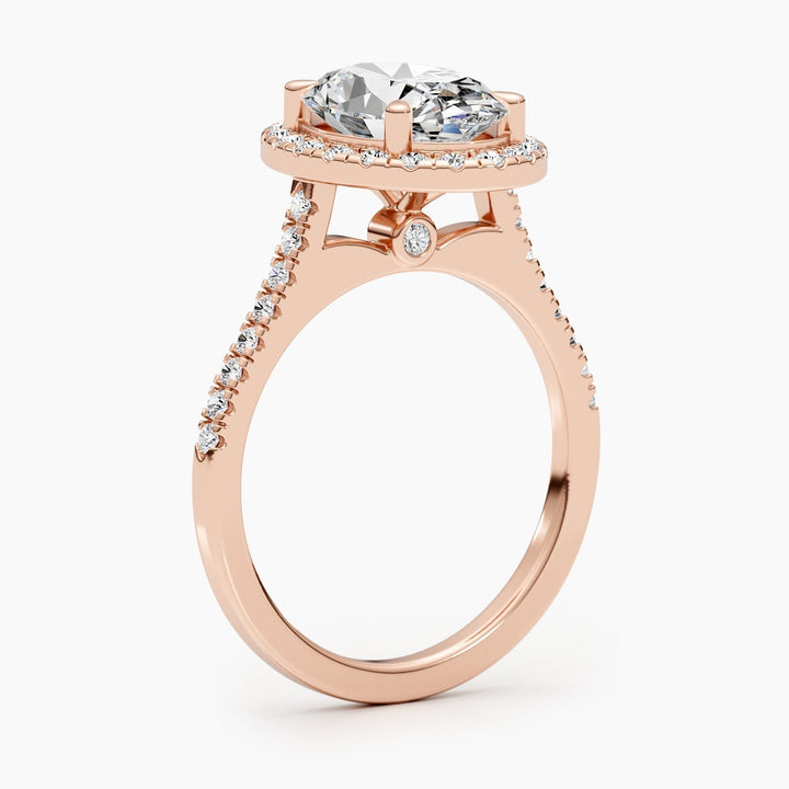 1.50-3.50 CT Oval Halo & Pave Diamond Engagement Ring