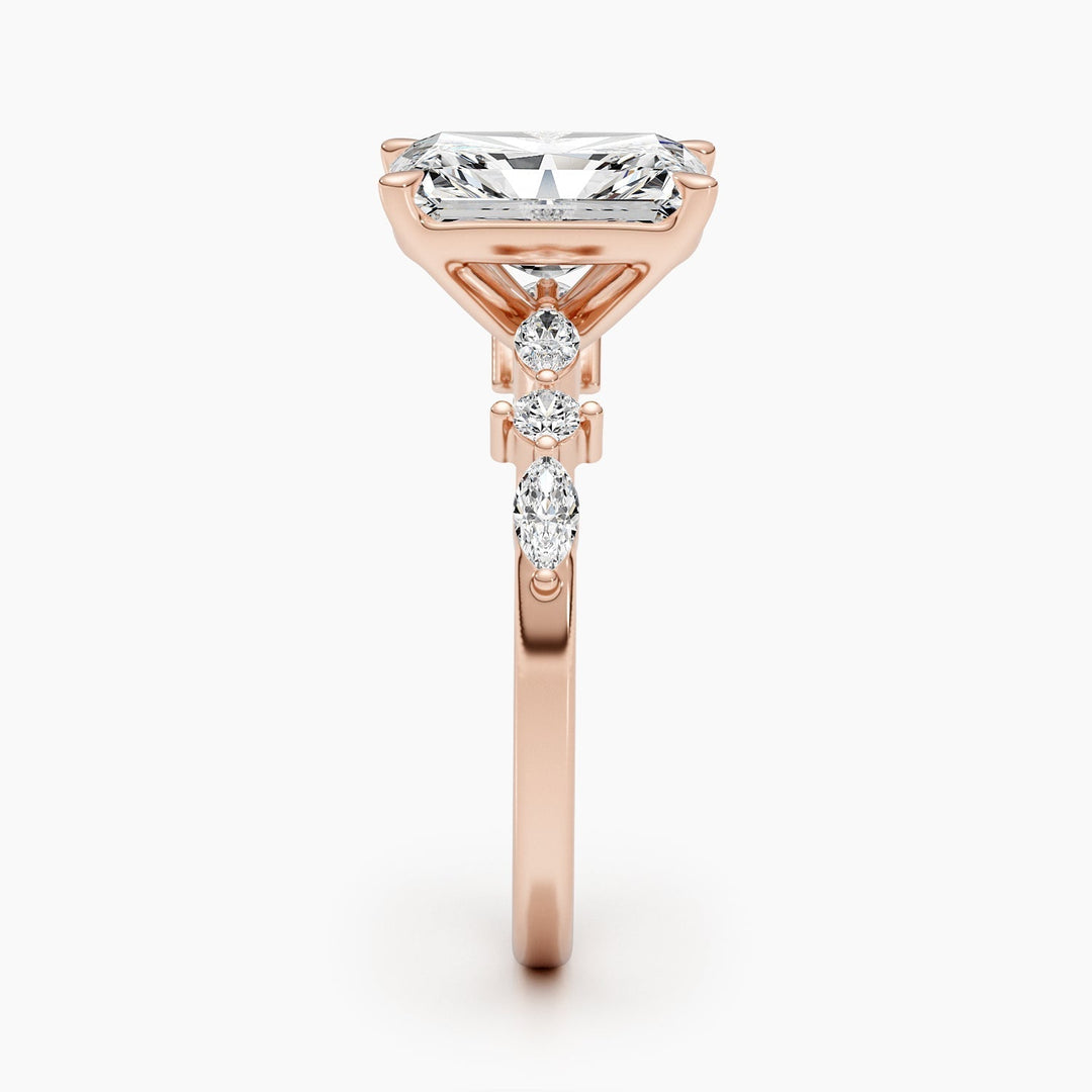 2.0 CT-4.0 CT Radiant Diamond Engagement Ring With Dainty Setting