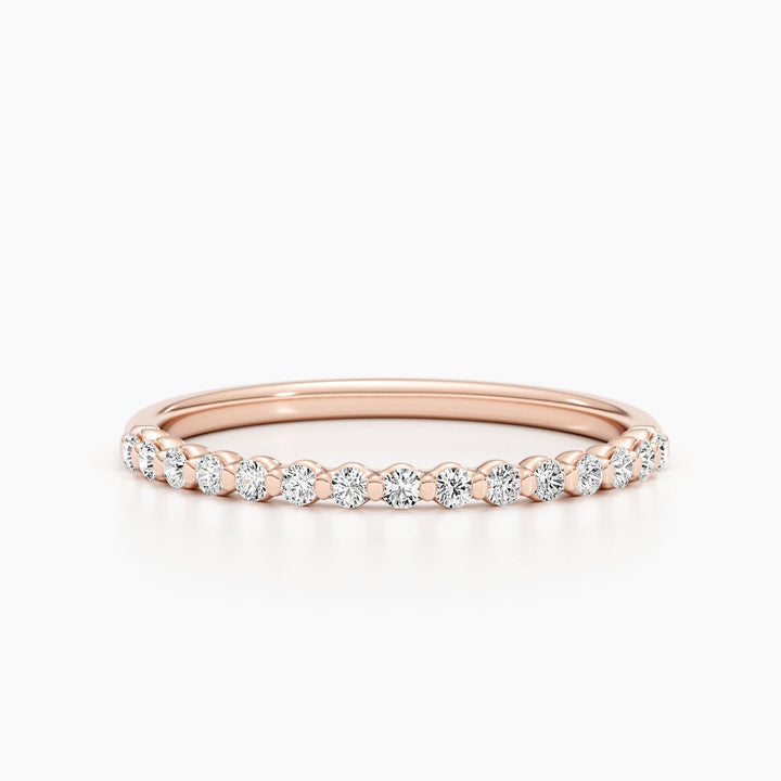 0.3 CT Round Cut Stackable Wedding Band With Half Eternity Style