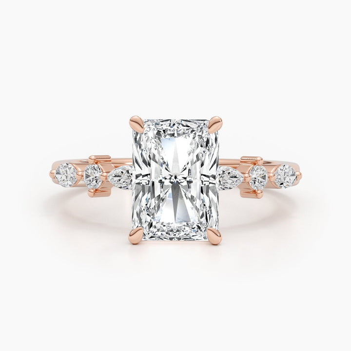 2.0 CT-4.0 CT Radiant Diamond Engagement Ring With Dainty Setting