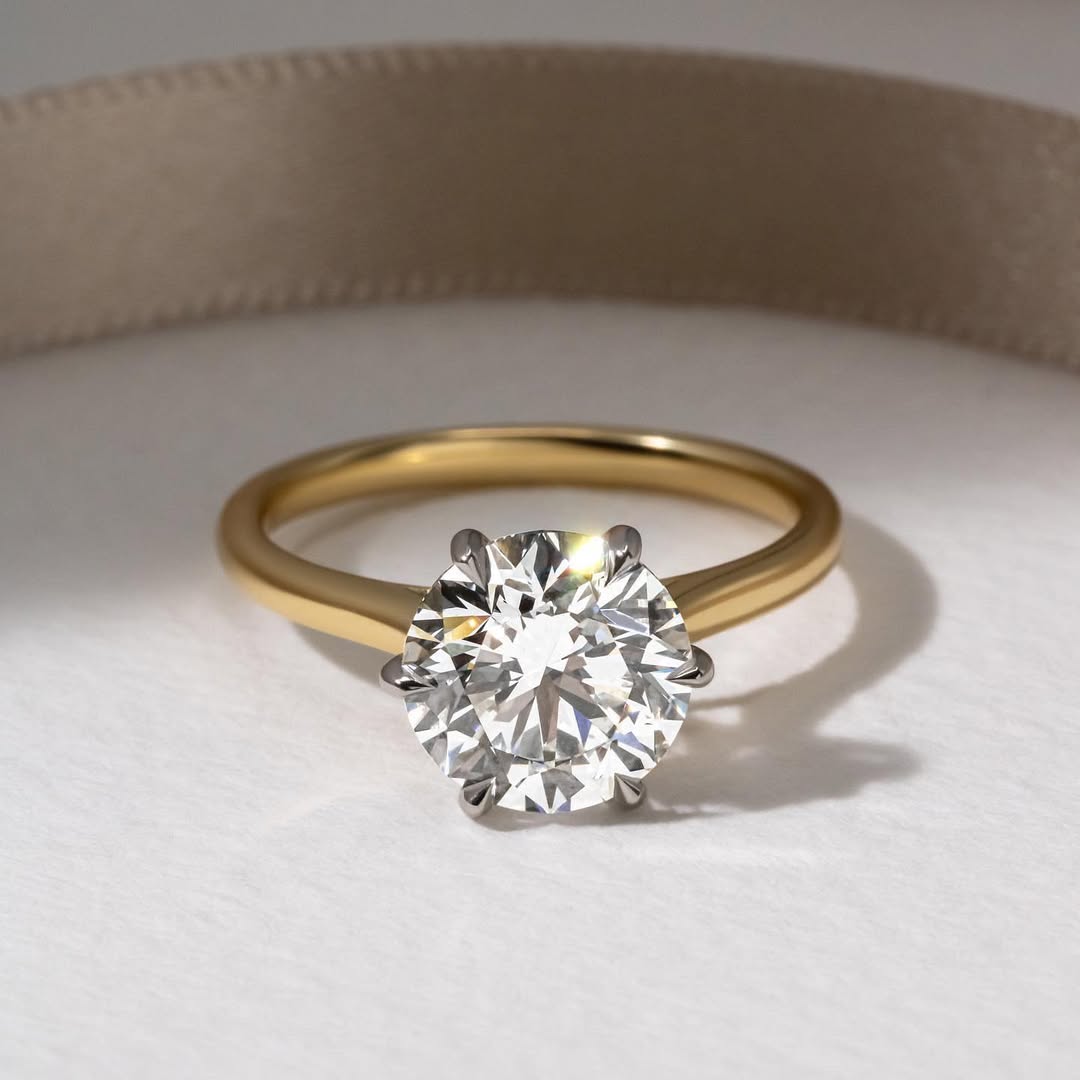 1.0 - 3.0 CT Round  Lab Grown Diamond Cathedral Style Engagement Ring