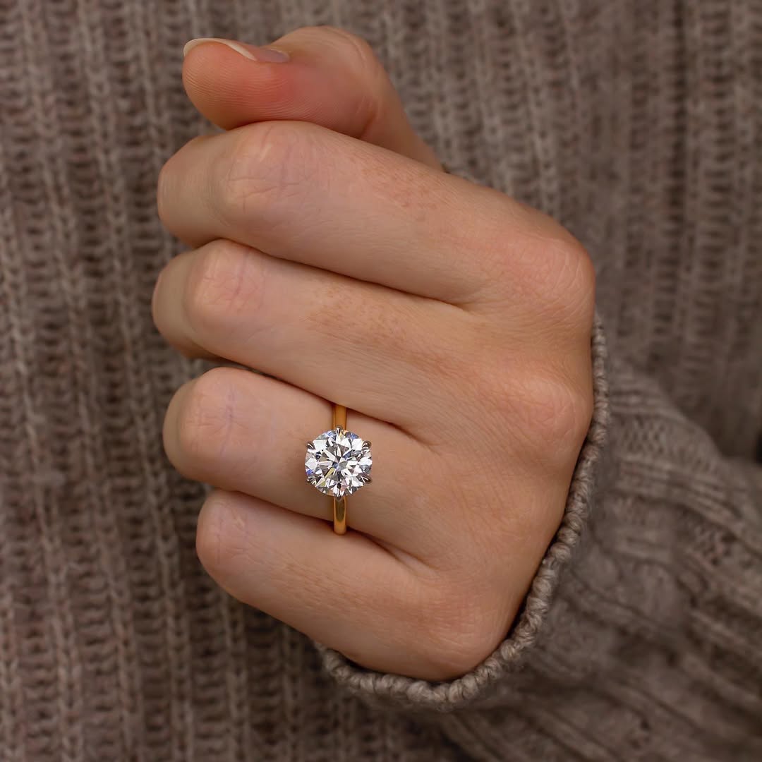 1.0 - 3.0 CT Round  Lab Grown Diamond Cathedral Style Engagement Ring
